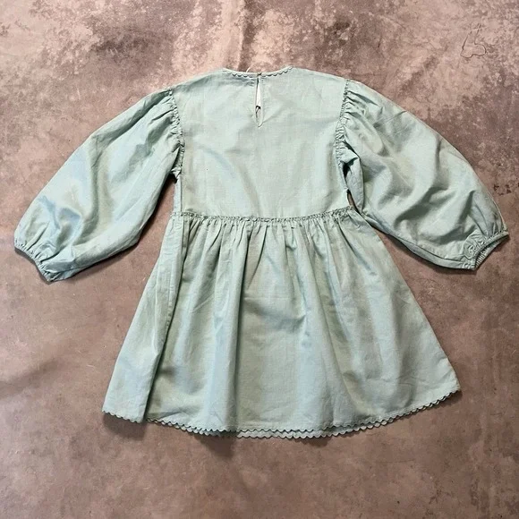 Stella McCartney Kids Girls Dress Sz 12 Green Butterfly Lace Linen Blend Stella McCartney Kids Girls Dress Sz 12 Green Butterfly Lace Linen Blend
